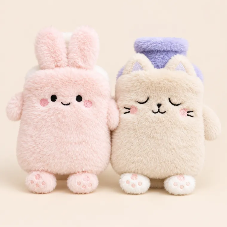 Pack duo lapin et chat : Le lapin rose 400 ml et le chat beige 400 ml : une pour vous, une à offrir.